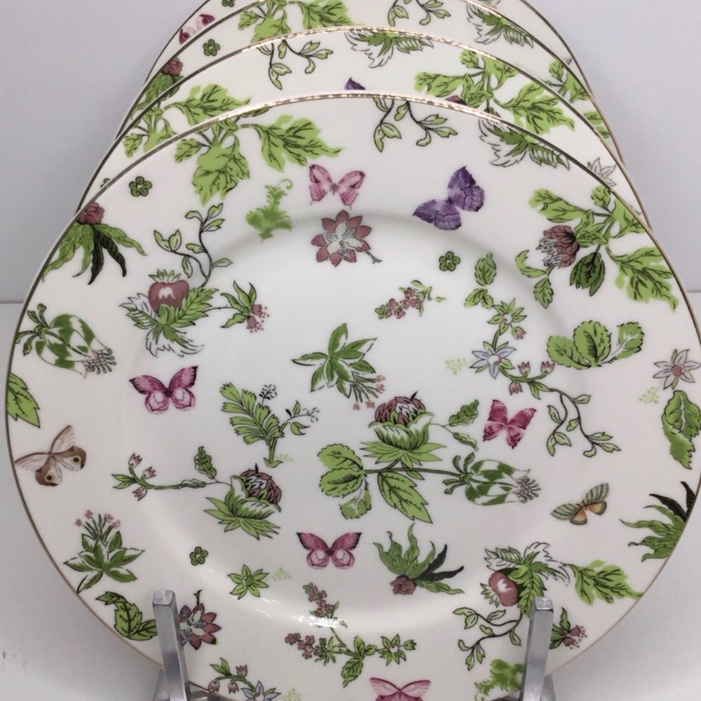 4 Salad Plates Grace Teaware Butterfly Porcelain New